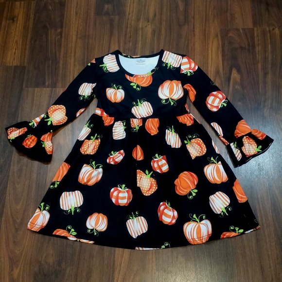 Honeydew USA Other - HP: Girls Black Pumpkin print Dress, size 6, EUC